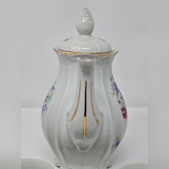 IJB Germany US Zone 13 Pc Porcelain Tea Set Pink Blue Green Floral Gold Trim 40s - Picture 4 of 16